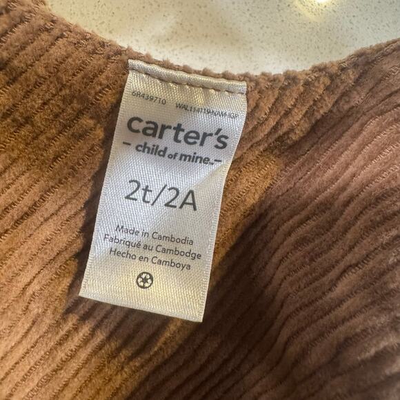Carter's Toddler Girl 2T Brown Corduroy Dress 100% Cotton - Picture 4 of 5